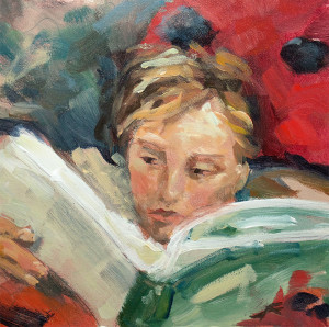 j farnsworth painting of girl reading