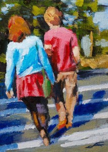 j farnsworth painting of a couple walking