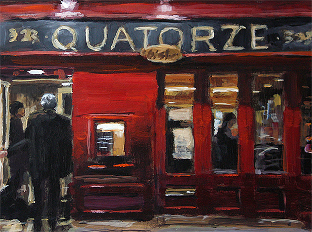 j farnsworth painting of restaurant new york